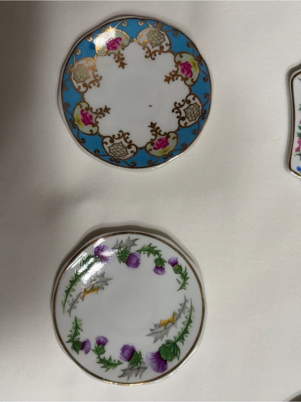 Tiny Porcelain Tea Cups & Saucers 2” high. 12 Assorted. Victorian. Reptoductions - Picture 10 of 15